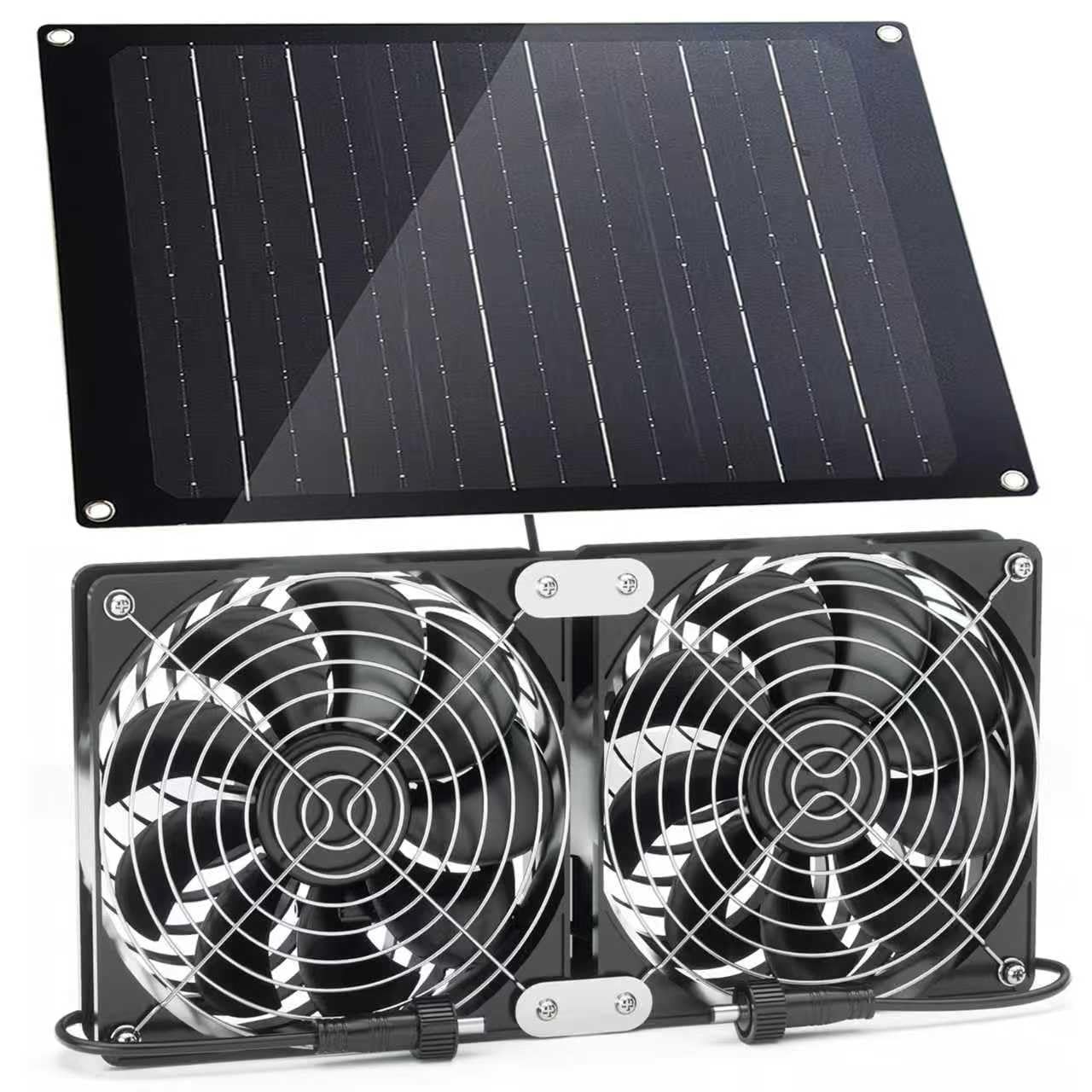 Juego De 2 Ventiladores Solares De 30W Con Flujo De Aire Alto De Lujo Pro