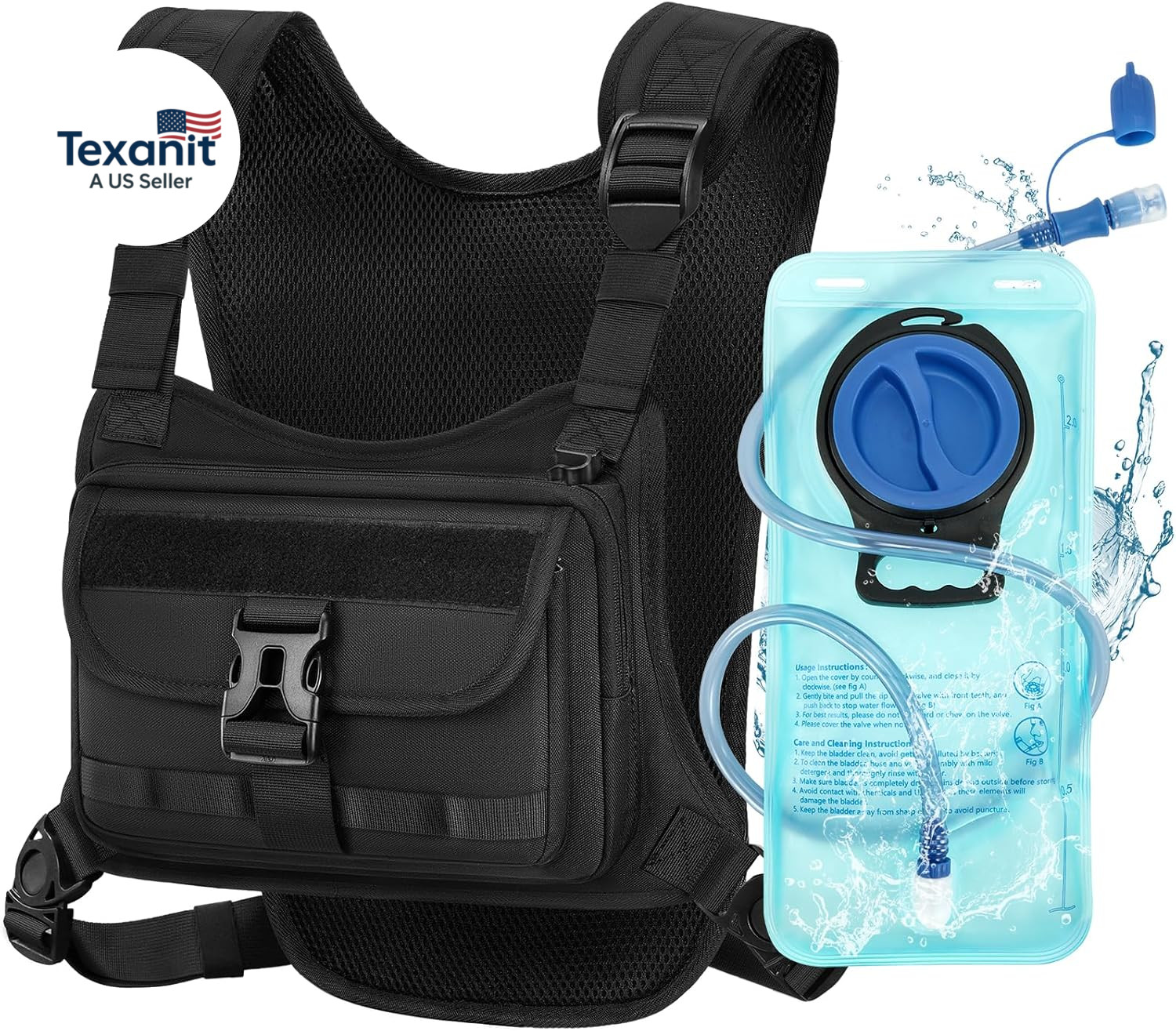 Hydration Vest with 2L Water Bladder Lightweight Reflective Chest Pack for Cycli