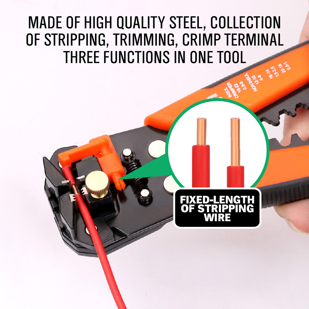 8" Self-Adjusting Wire stripper Cable Cutter Crimper Electricians Crimping Tool