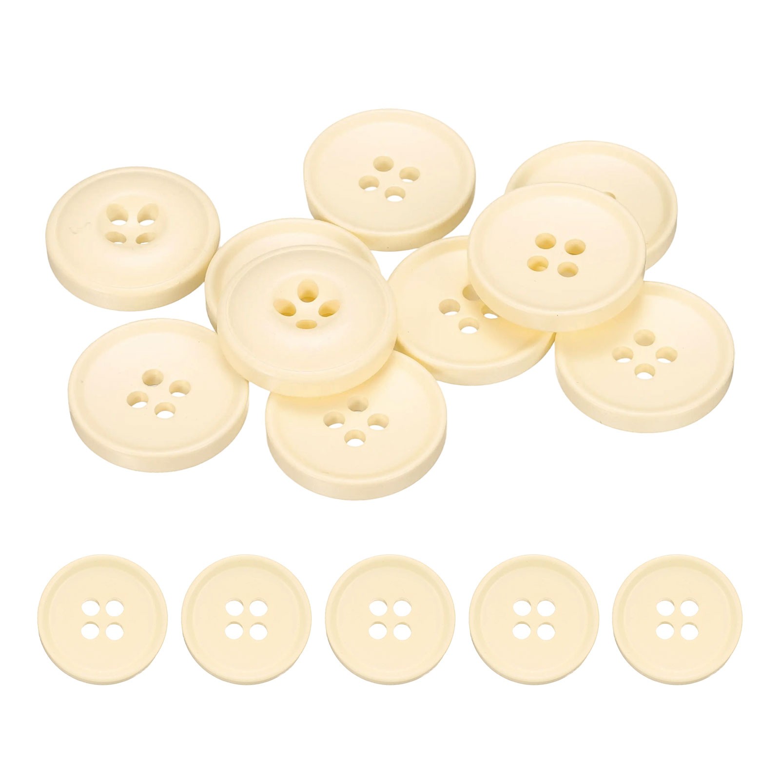 10pcs Sewing Button 20mm 4 Holes Resin Round Crafting Buttons Oatmeal White