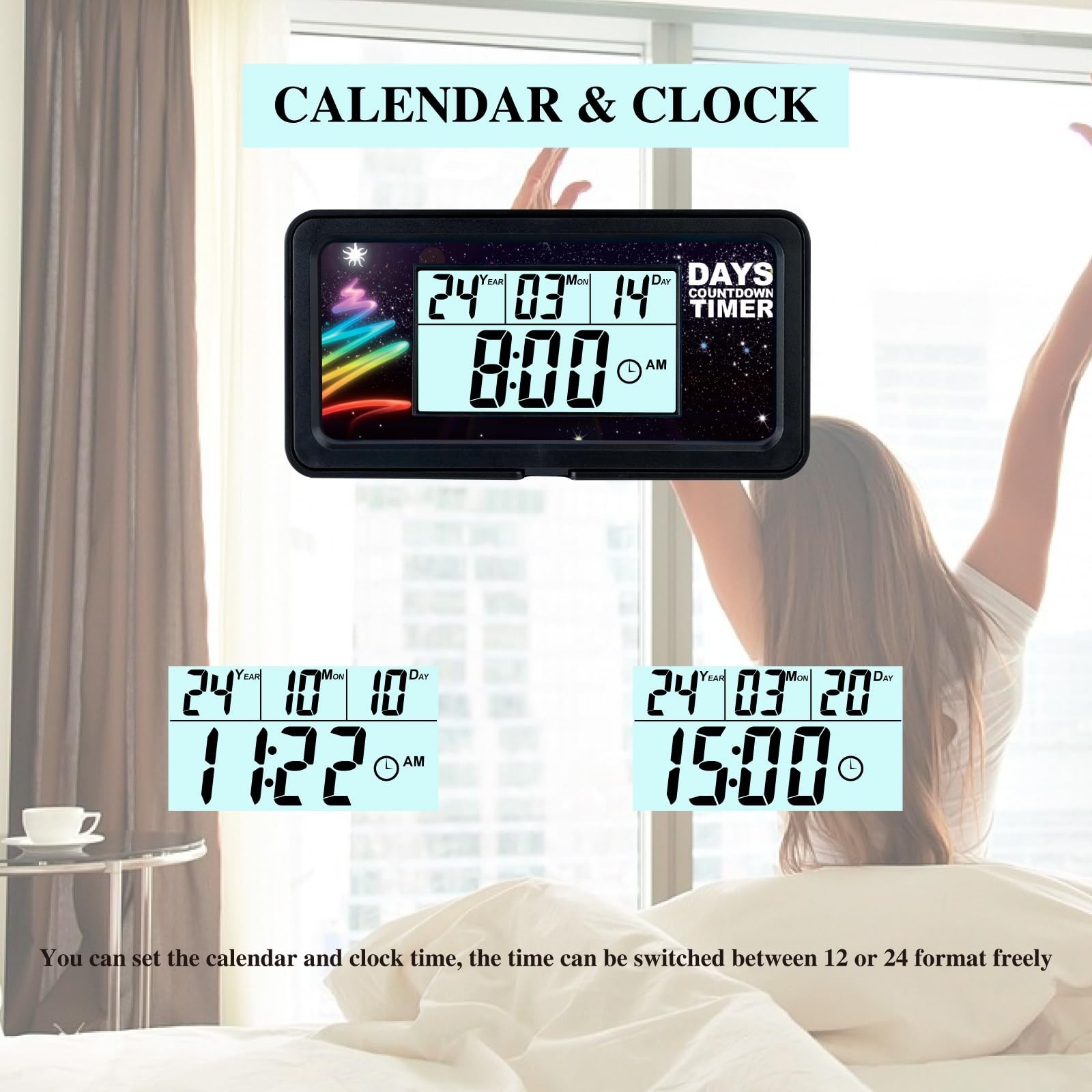Digital 9999 Days Countdown Clock,Backlight Display,Start/Stop Button for Chi...
