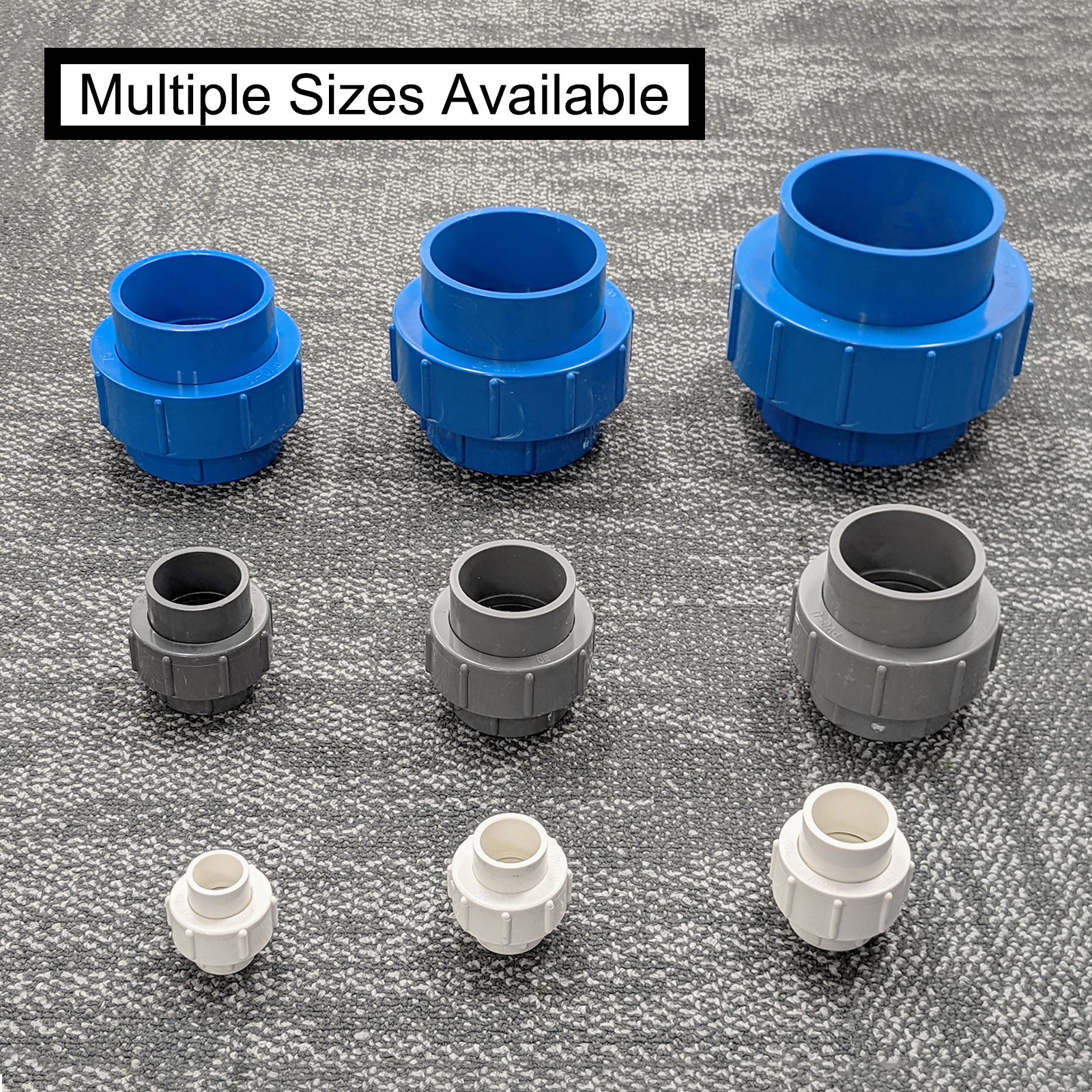 2 Pcs 1.2" Union PVC Coupling Pipe Fitting Adapter, Grey