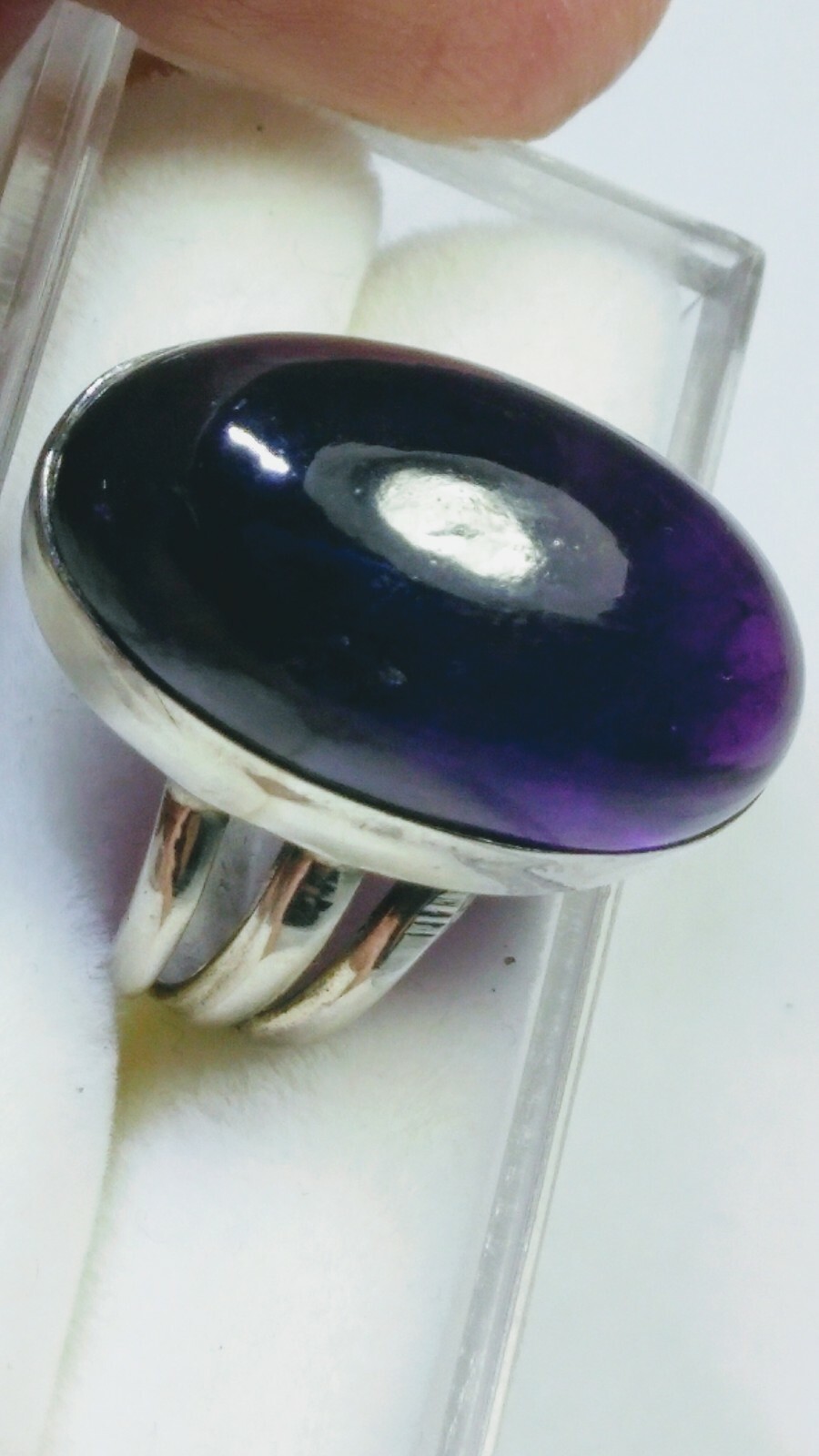 GRAND NATURAL AMETHYST IN.925 STERLING SILVER RING IN SIZE 7.0-7.25!