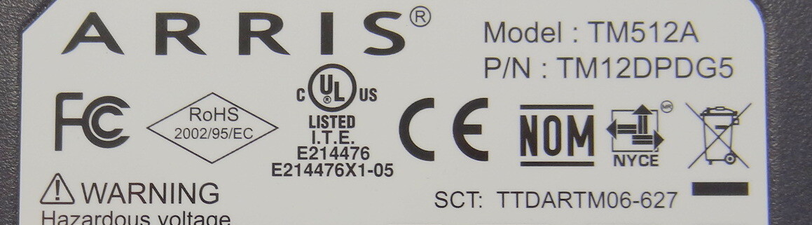 Arris Touchstone Telephony Modem TM512A TM12DPDG5