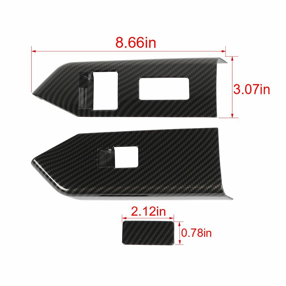 3X Carbon Fiber Window Lift Switch Button Panel Trim For 2010-2014 Ford Mustang