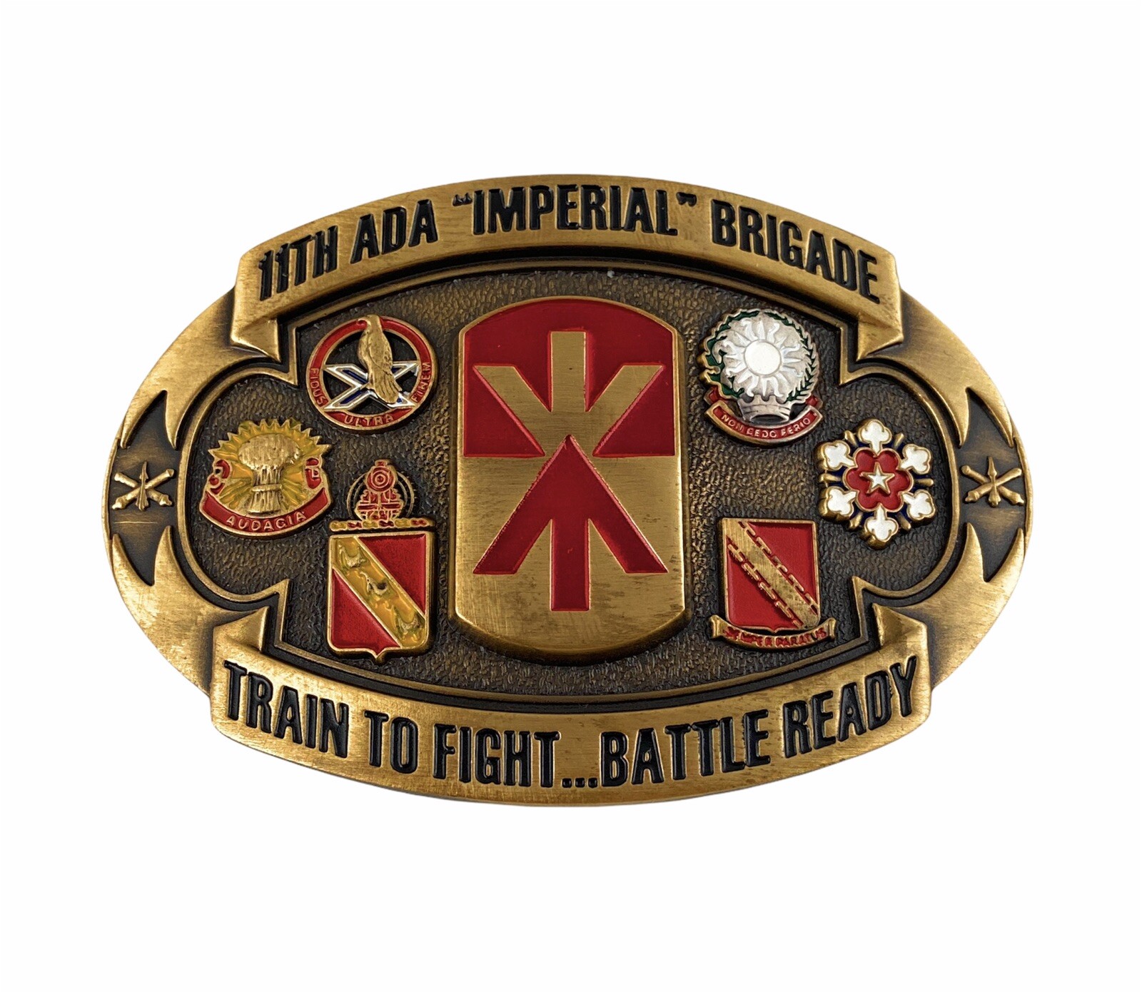 🌟US Army 11th ADA Air Defense Artillery Brigade Insignia DUI Brass Belt Buckle