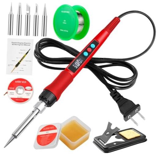 Soldering Iron Kit, 100W LED Digital Solder Gun kits with Ceramic Heater,