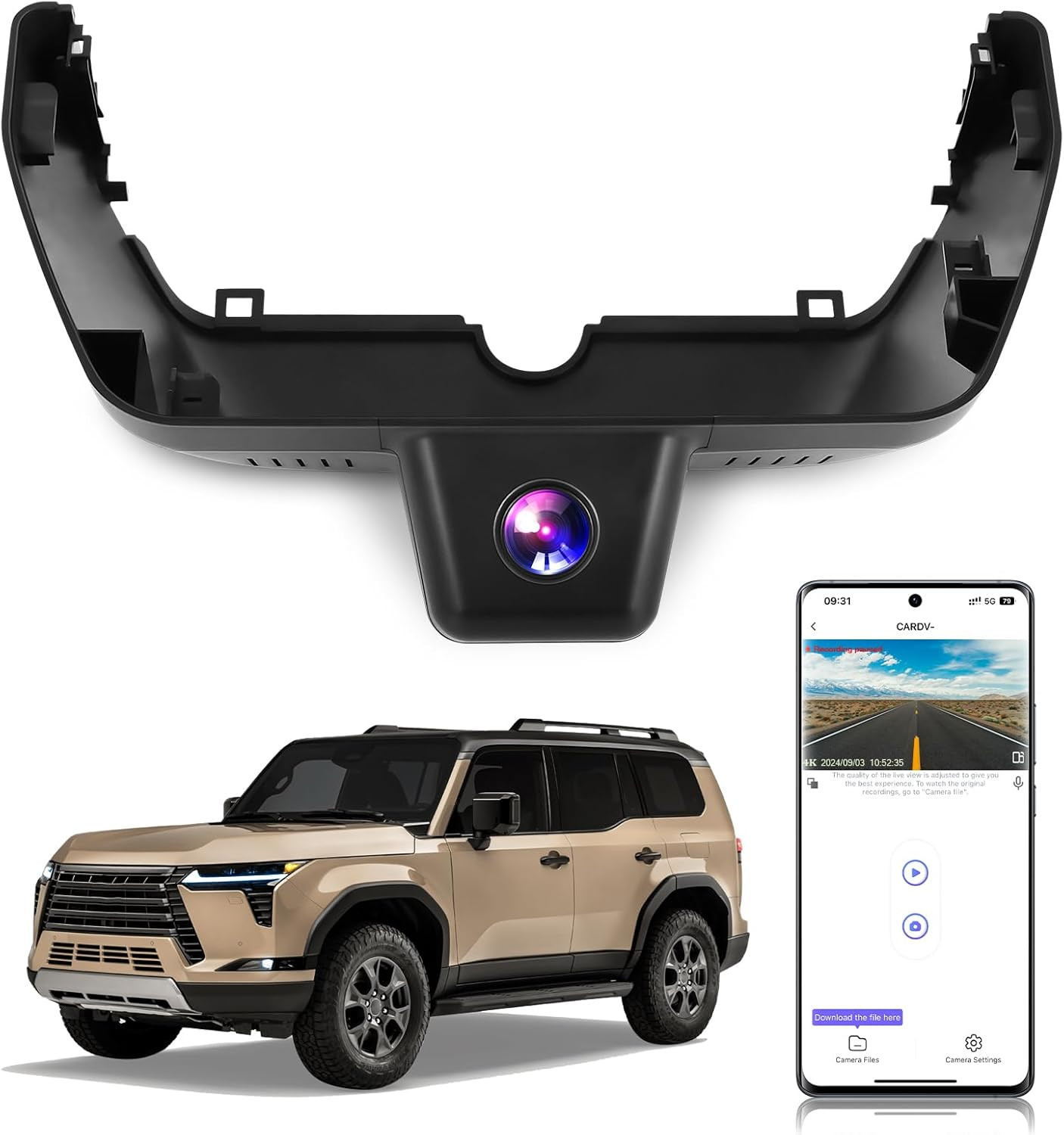 4K Dash Cam Fit for Lexus GX550 Premium Luxury Overtrail 2024 2025 (3rd GenFront
