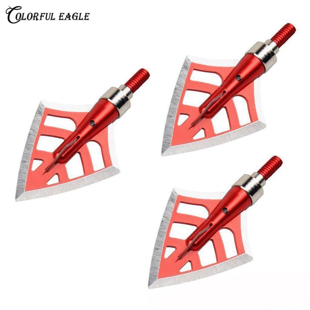 125 Grain Red Archery Arrow Broadheads 4 Blade Arrow Heads Points Tips Arrowhead