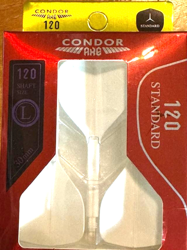 CONDOR AXE 120 WHITE DART FLIGHTS LONG 30 MM STANDARD 3 WING SHIP FREE NEW