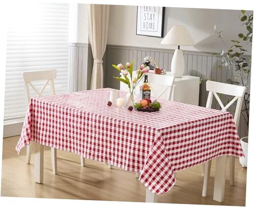 60 x 84 Inch Rectangle Vinyl Tablecloth with 84" x 60" (Rectangular) Red