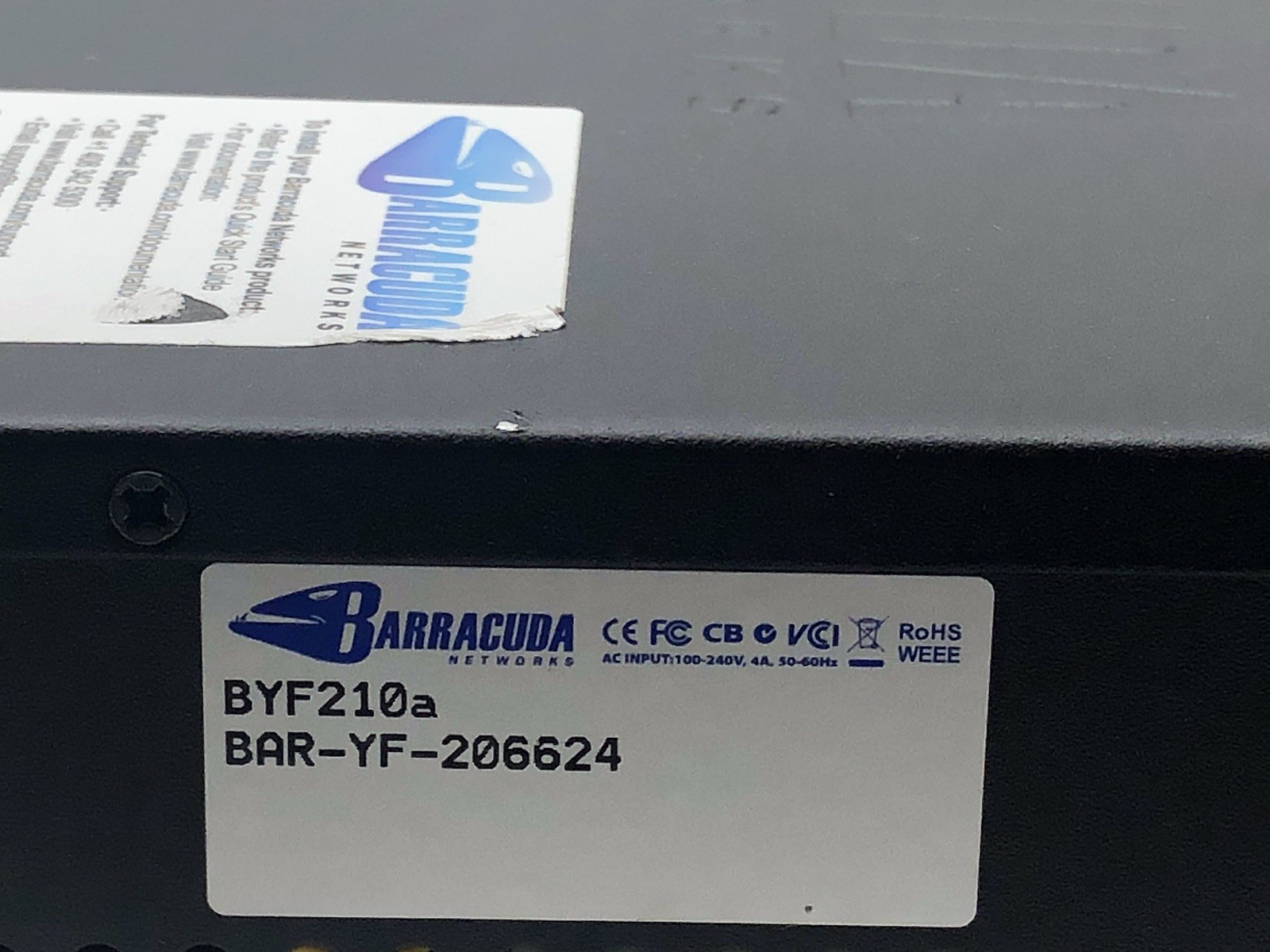 Barracuda Web Filter 210 Network Firewall Appliance BYF210a with Power Cord