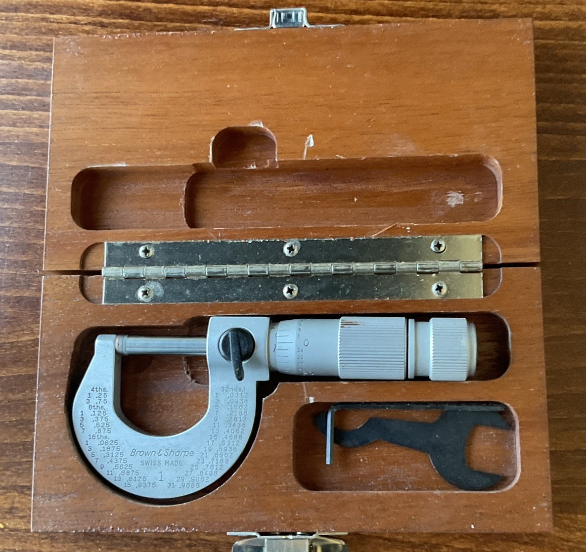 VTG Brown & Sharpe #1 0-1" Carbide Faced .0001" Grads Micrometer w/Case & Wrench