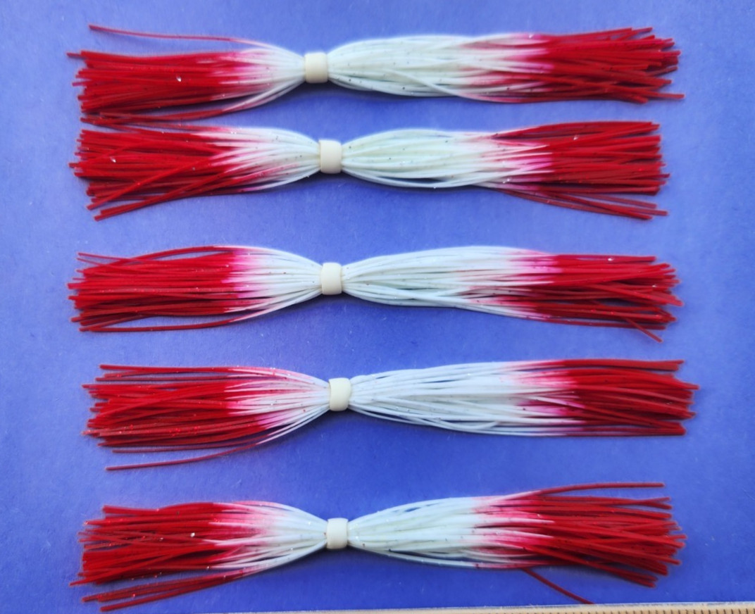 5 Silicone Skirts White/Red Tip 5-215 Fish Lure Spinnerbait Buzz  jig tackle