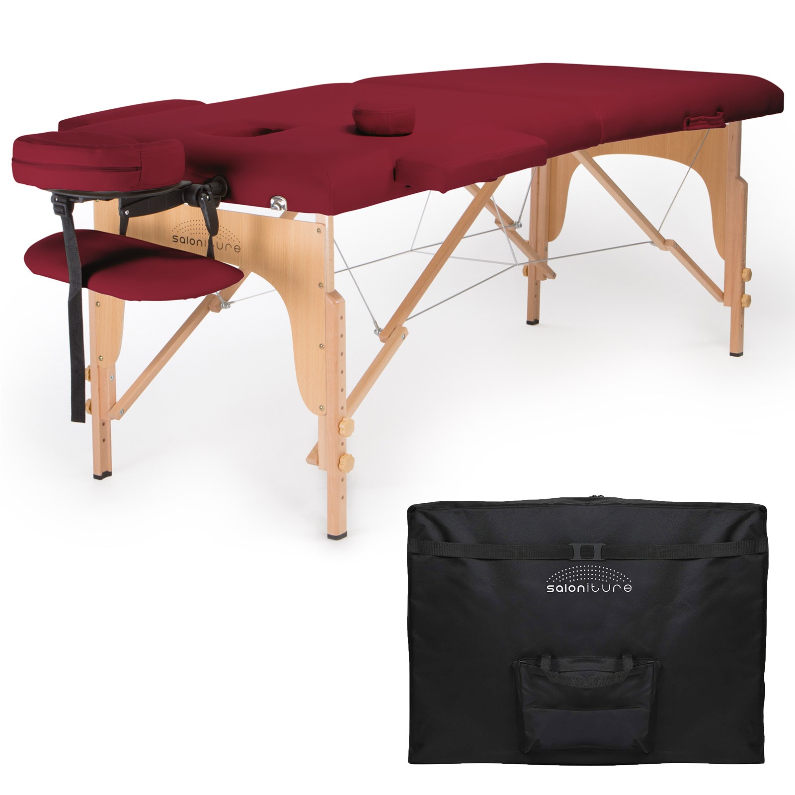 OPEN BOX - Burgundy Portable Massage Table with Carrying Case