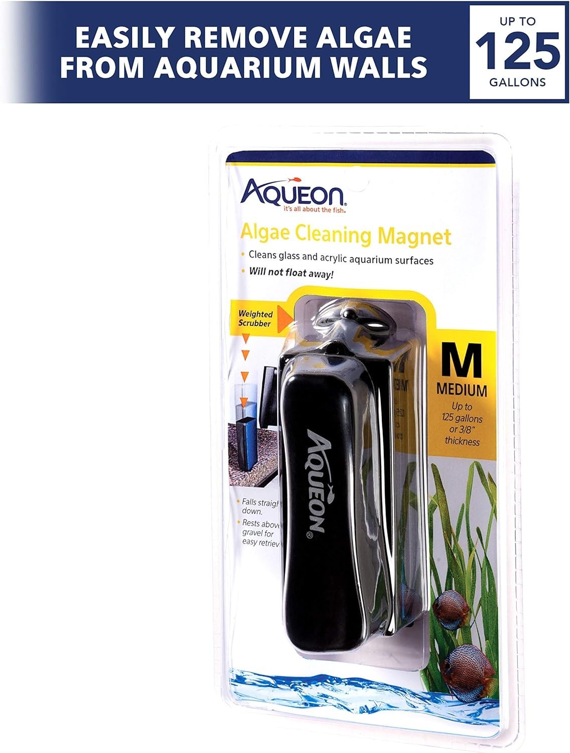 Medium Aquarium Algae Scraper - Magnetic Cleaner for Glass & Acrylic Tanks