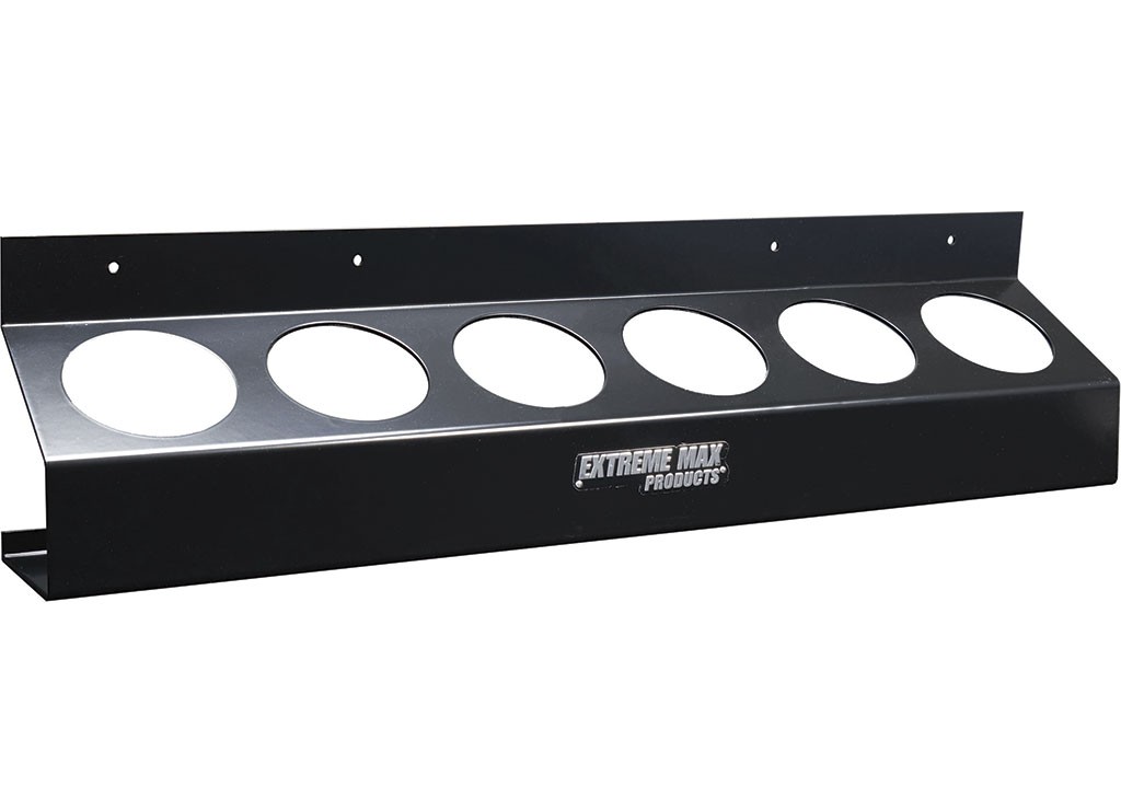 Extreme Max 5001.6168 Wall-Mount Aluminum 6-Can Aerosol Storage Shelf - Black