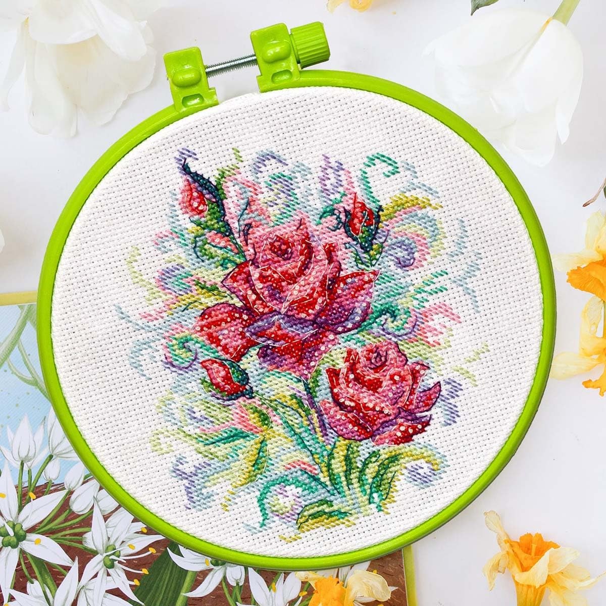 Abris Art Spring Roses Counted Cross-Stitch Kit, By the yard, Multicolor