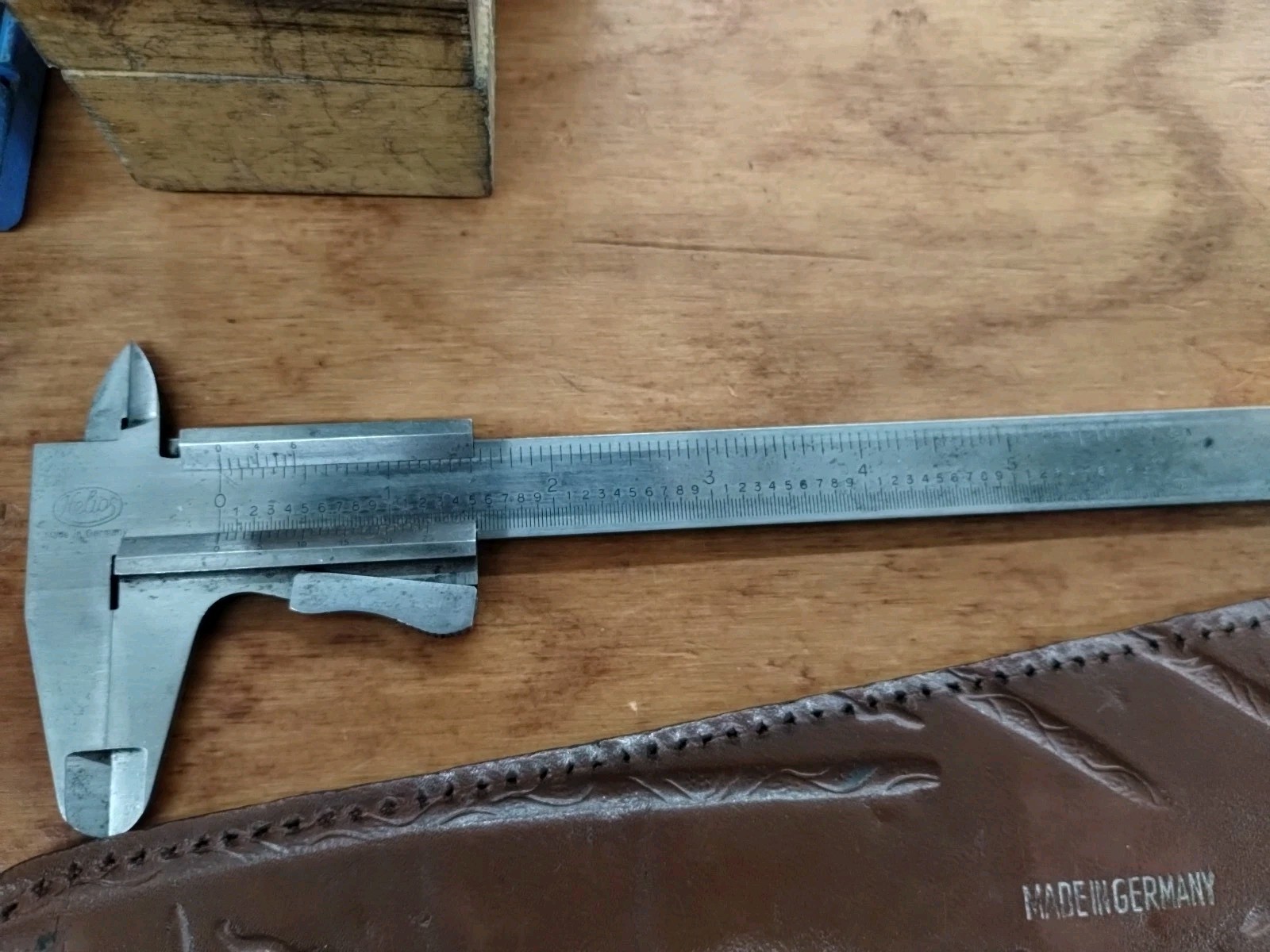 Vintage Helios 6" Stainless Caliper 1/1000 1/128 with Case Made in Germany EUC