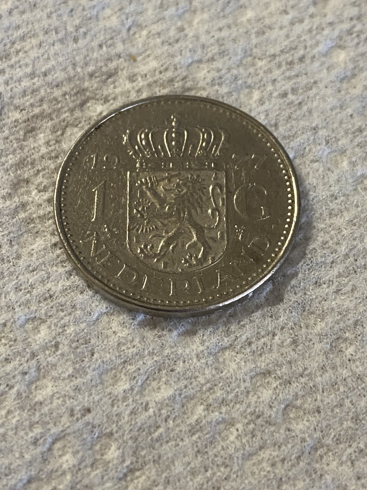 1977 Netherlands 1 Guilder Coin Circulated with Queen Juliana Koningin