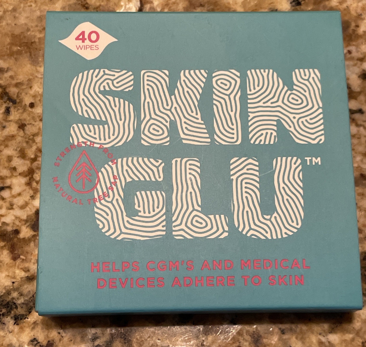 SKIN GLU Skin Wipes Helps CGM’s & Medical Device 1 Pack of 40