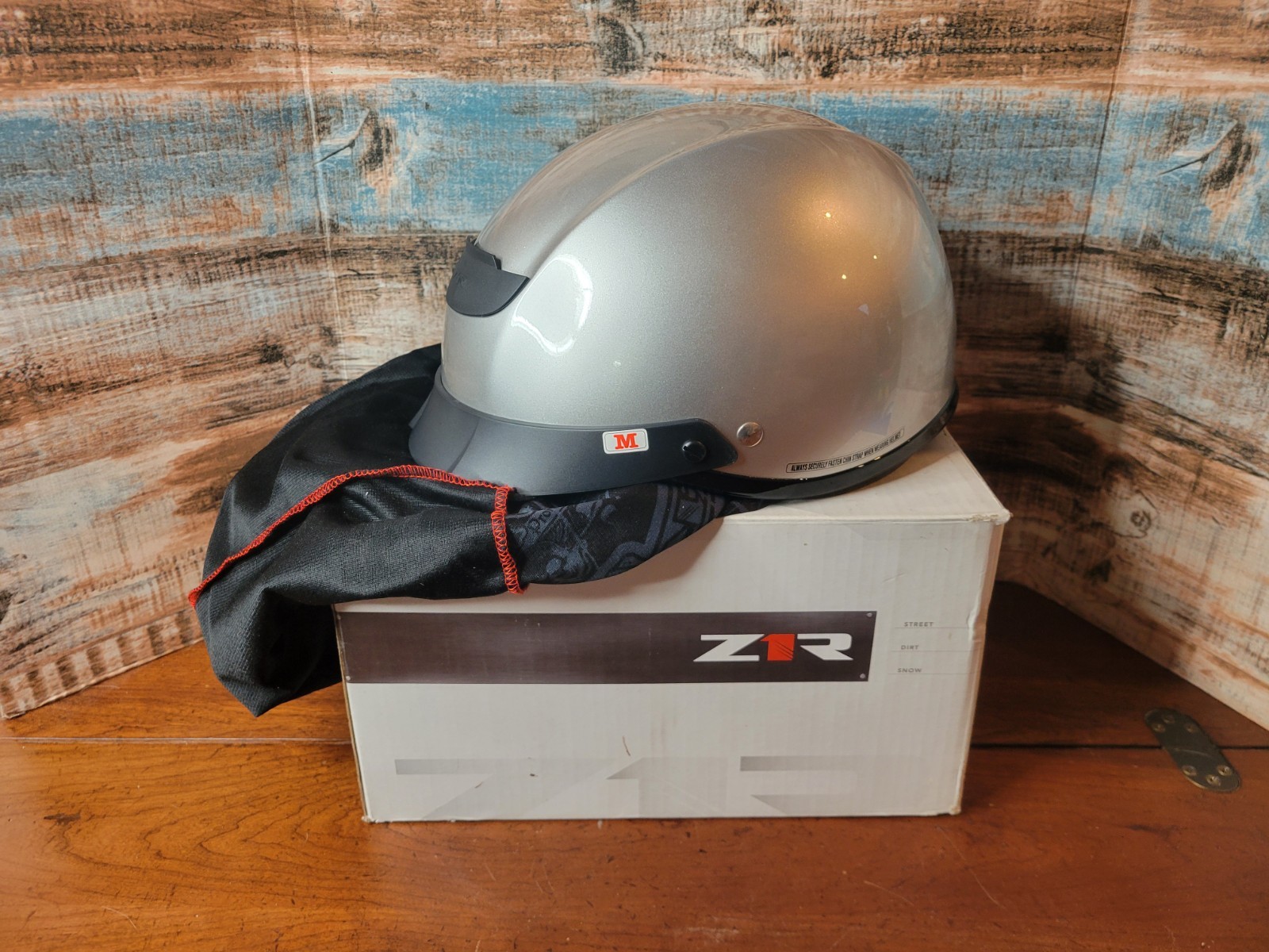 Z1R Vagrant Solid Half Helmet 0103-0620 Silver- Size Medium M