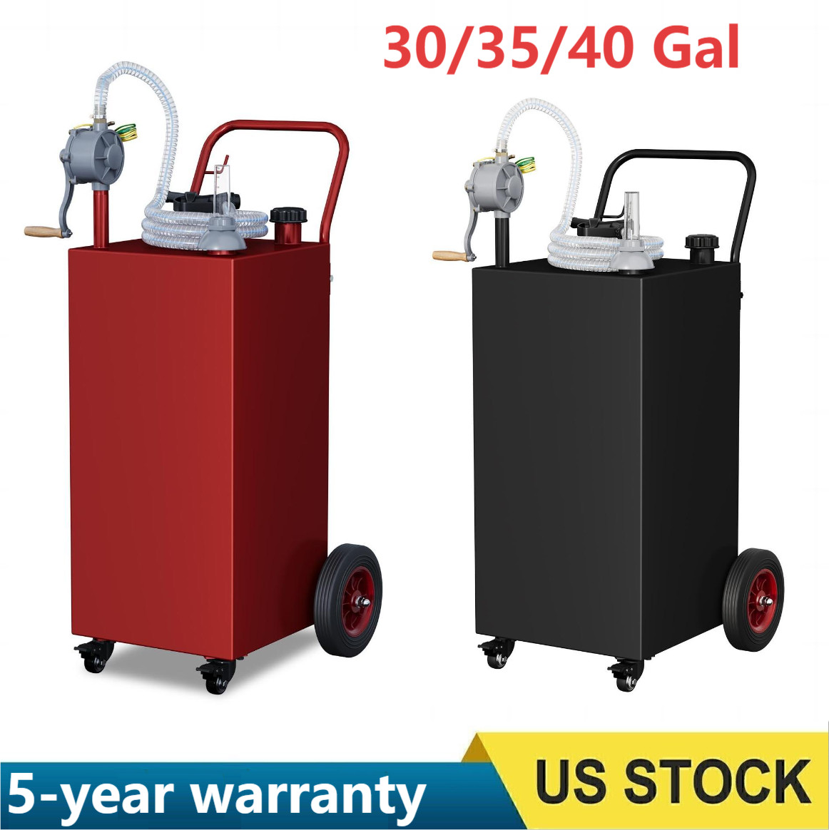 🔥30/35/40/50 Gallon Portable Fuel Tank Gas Caddy w/ Manual Pump 4-Wheel Steel