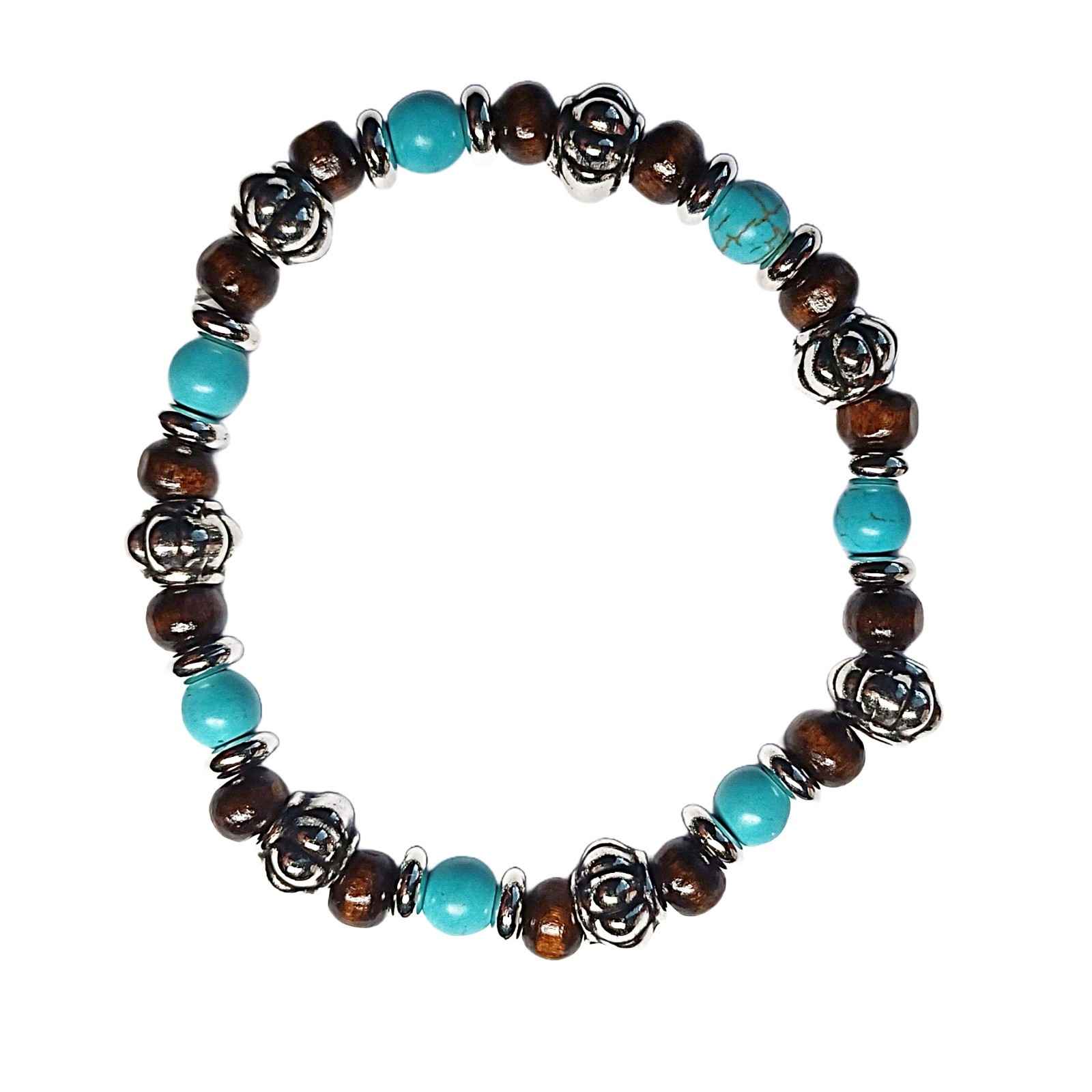 Beautiful Four Bracelet Stack Teal and Brown