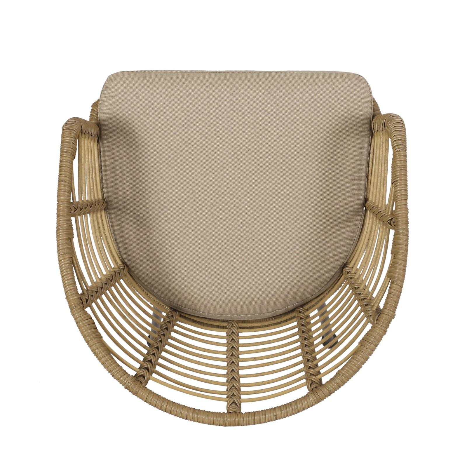 Modern PE Wicker Chair with Water-Resistant Cushion, Tub-Shaped Design