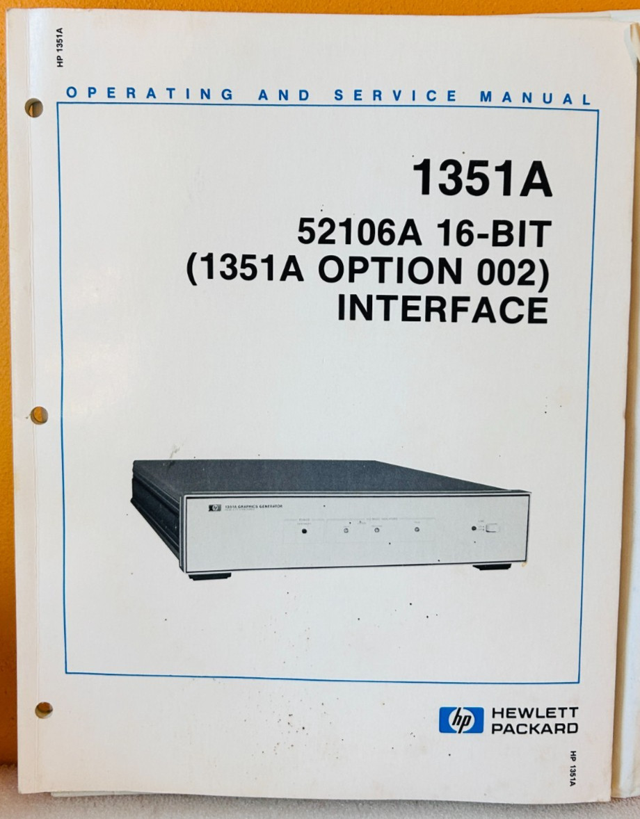 HP 52106-90902 Model 1351A 52106A 16-Bit 1351A Opt 002 Interface Service Manual.