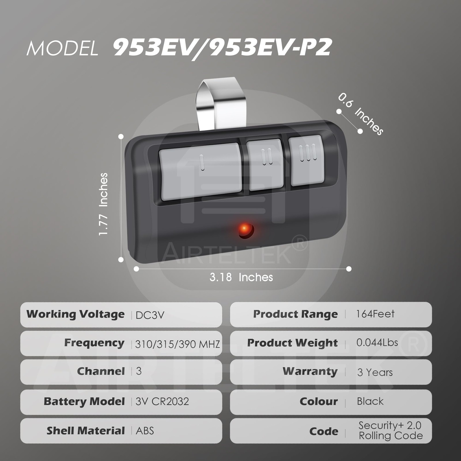 2 for Chamberlain 953EV-P2 Universal Garage Door Opener Remote