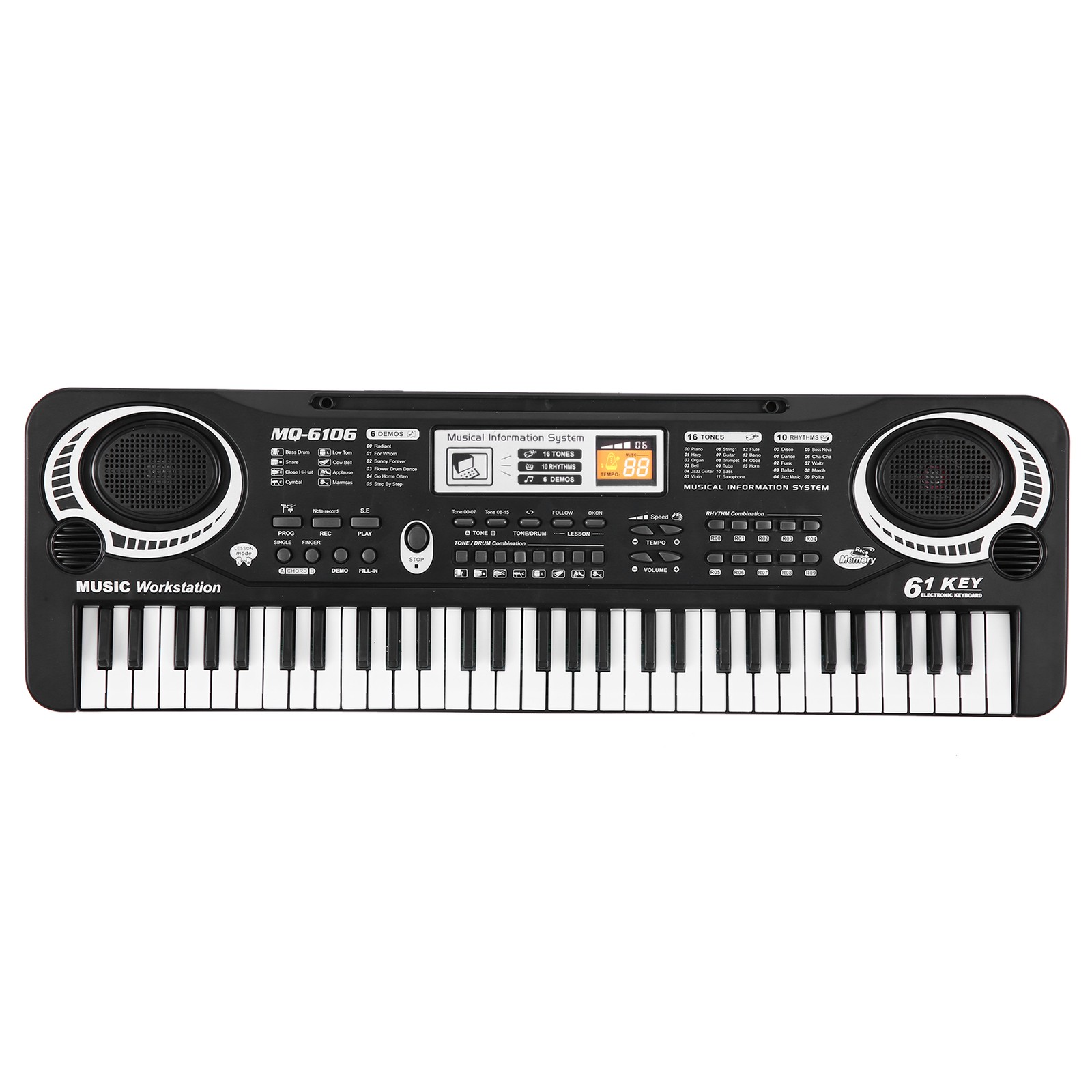 61 Keys USB Keyboard Complete Accessory Microphone Cable For Beginner Kids