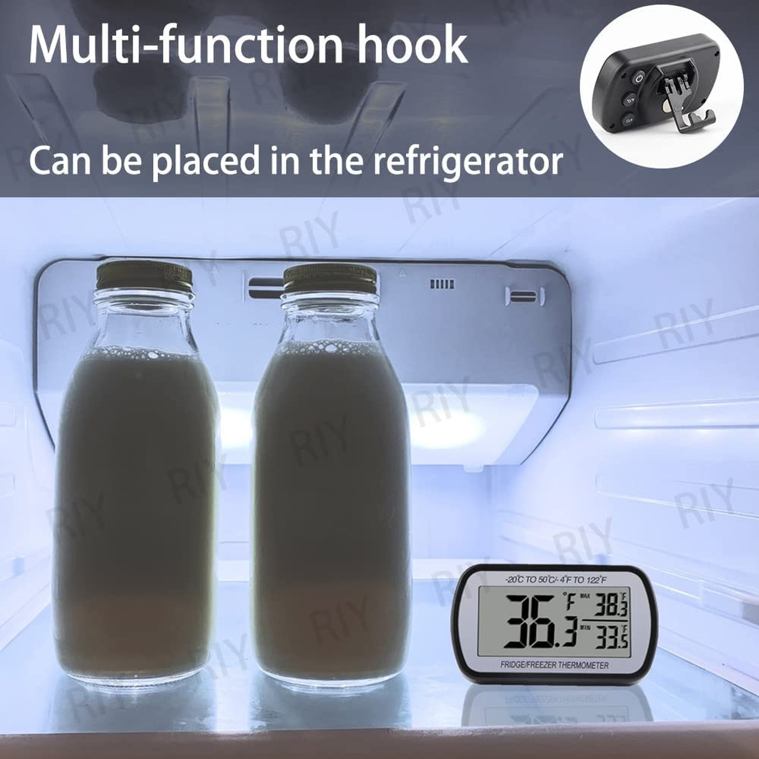 2 Pack Refrigerator Fridge Thermometer Digital Freezer Room Thermometer Water...