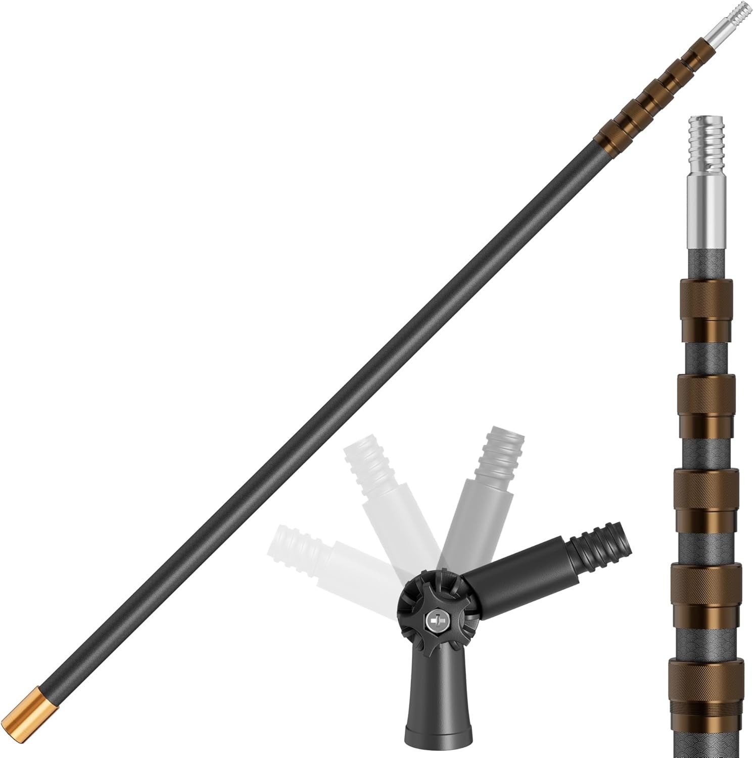 20FT Heavy-Duty Fiberglass Telescopic Extension Pole - High Black gold