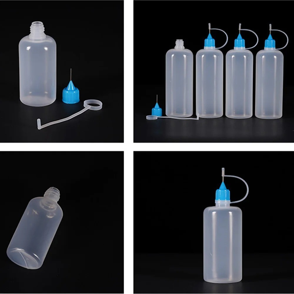 PE Needle Tip Bottle 5-120ml Squeeze Dropper Refillable Oil Applicator