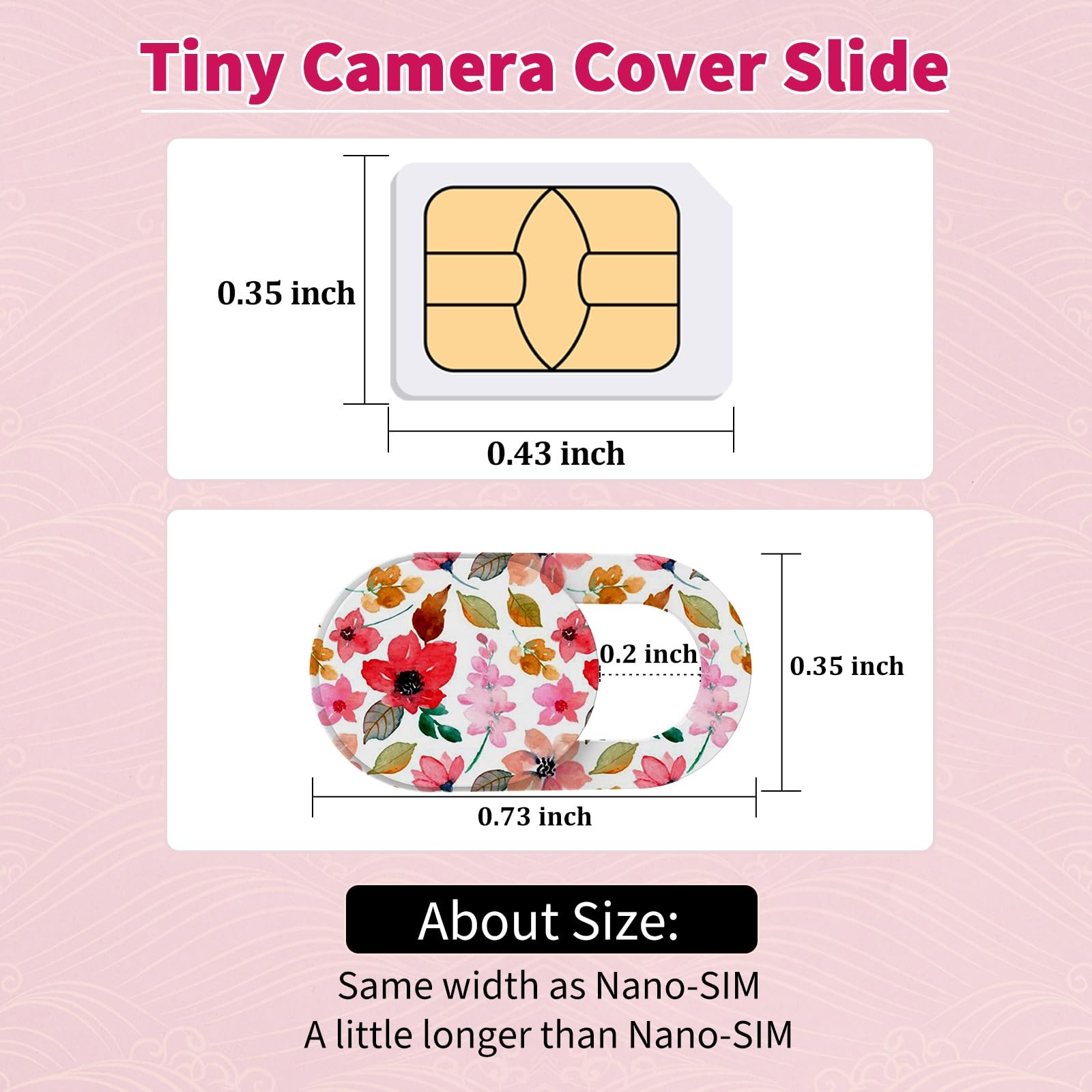 Laptop Camera Cover Slide Cute, Ultra Thin Webcam for iPhone Flowes
