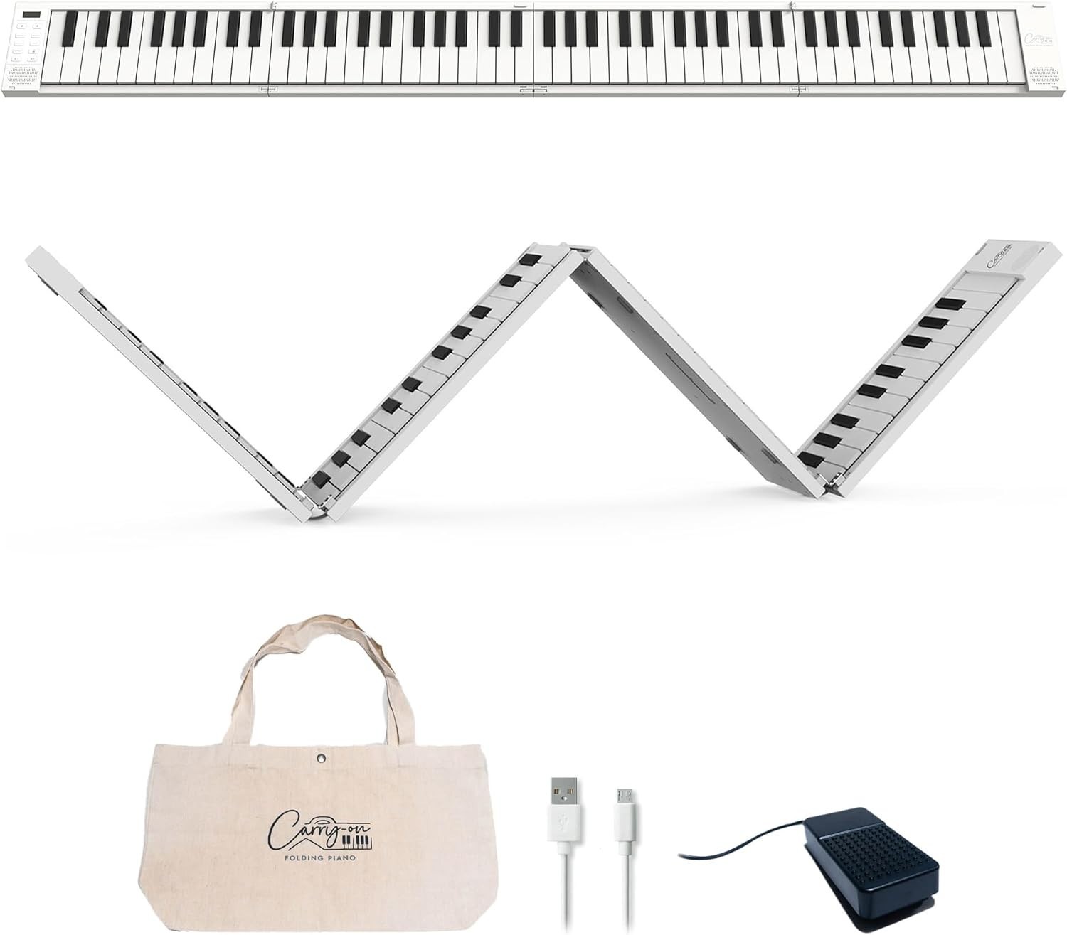 Portable 88-Key MIDI Controller with Rechargeable Battery