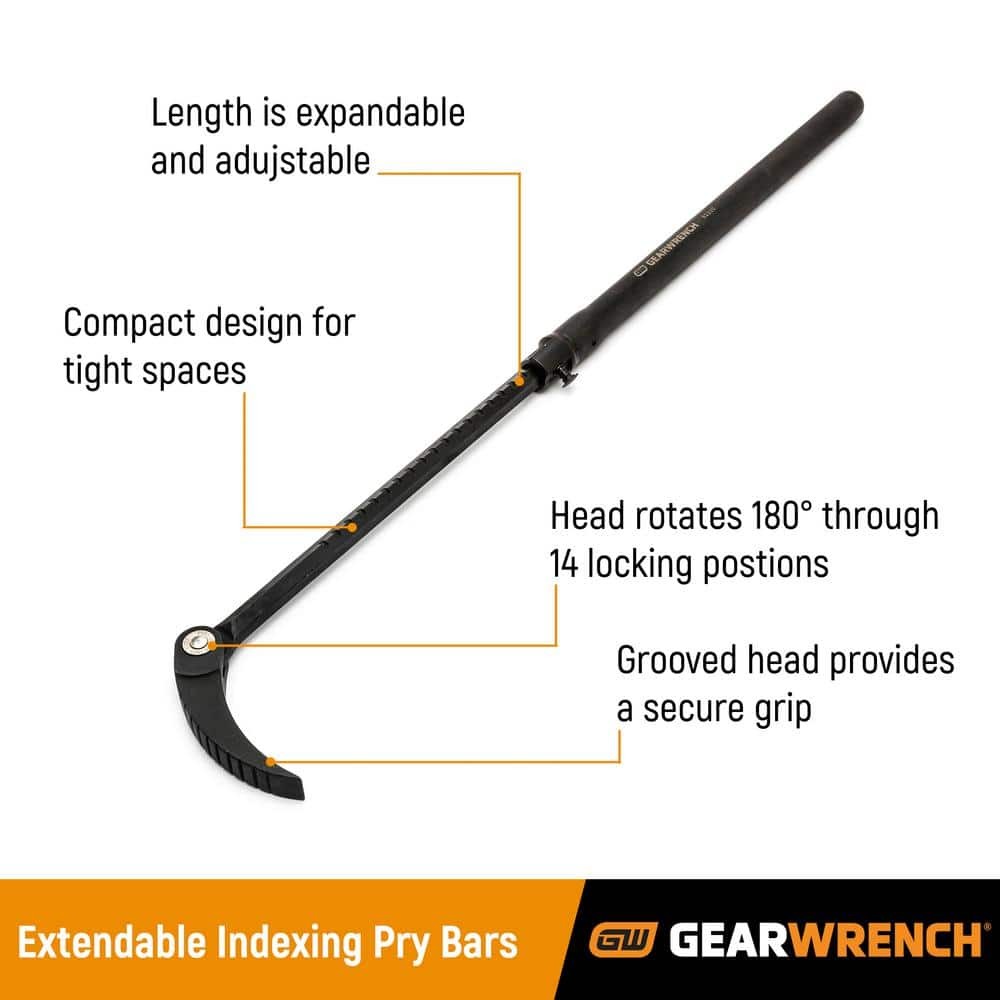 33" Extendable Handle Indexing Pry Bar Expandable & Adjustable Areas New
