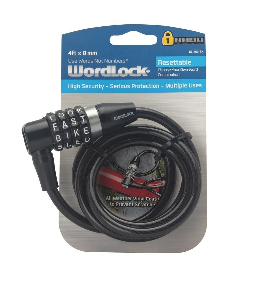 WordLock || 4' x .32" || Resettable Combination Cable Bike Lock || Brand NEW ||