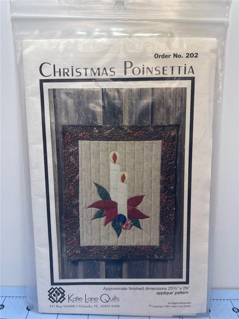 KATIE LANE QUILTS Quilt Booklet - CHRISTMAS POINSETTIA #202 - 23.5" x 29"