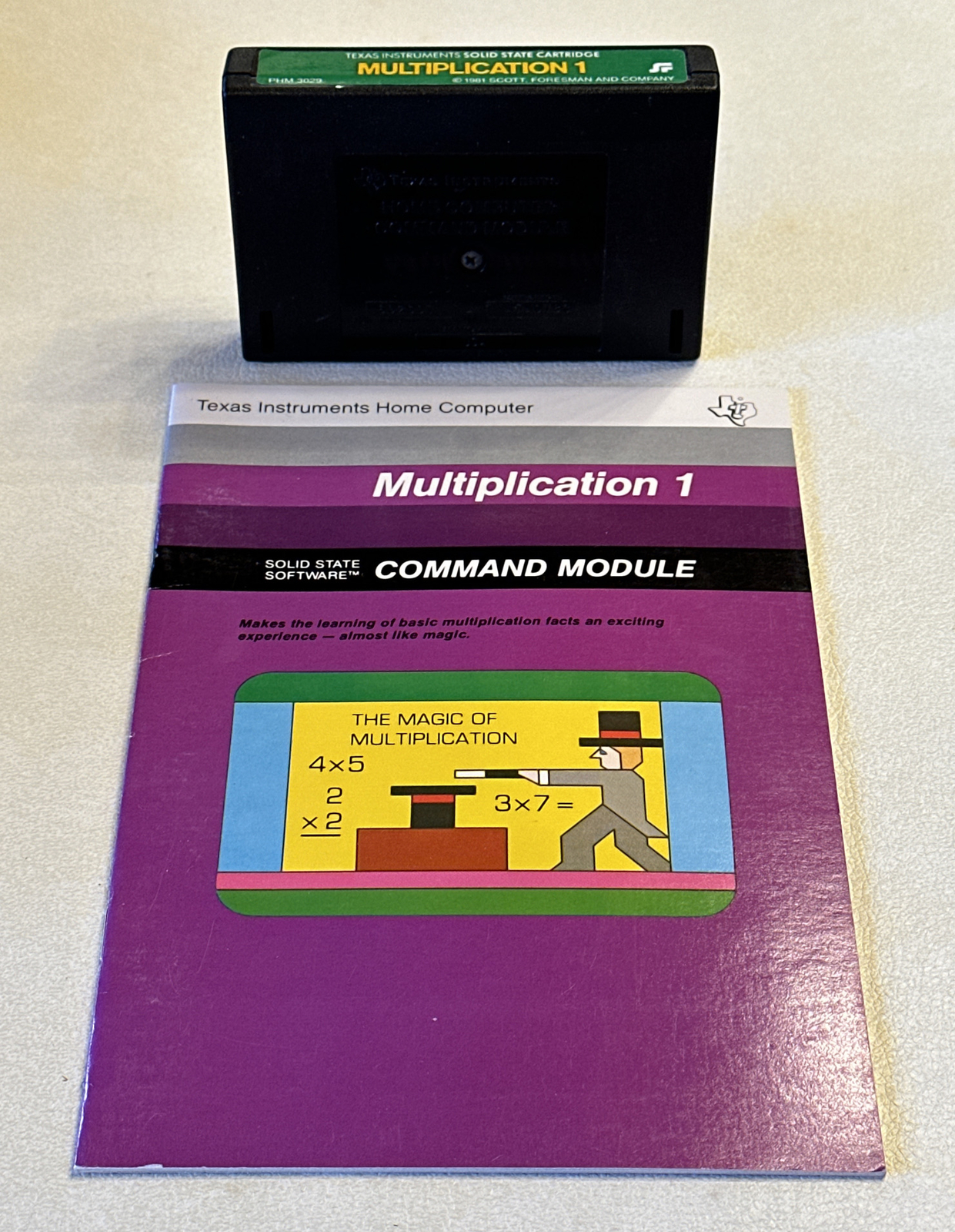 1981 Texas Instruments TI-99/4A Cartridge & Manual -Multiplication 1