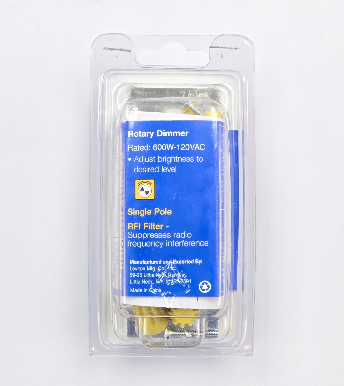 Leviton Trimatron 6602 White Rotary Dimmer Switch 600W RFI Filter Single Pole