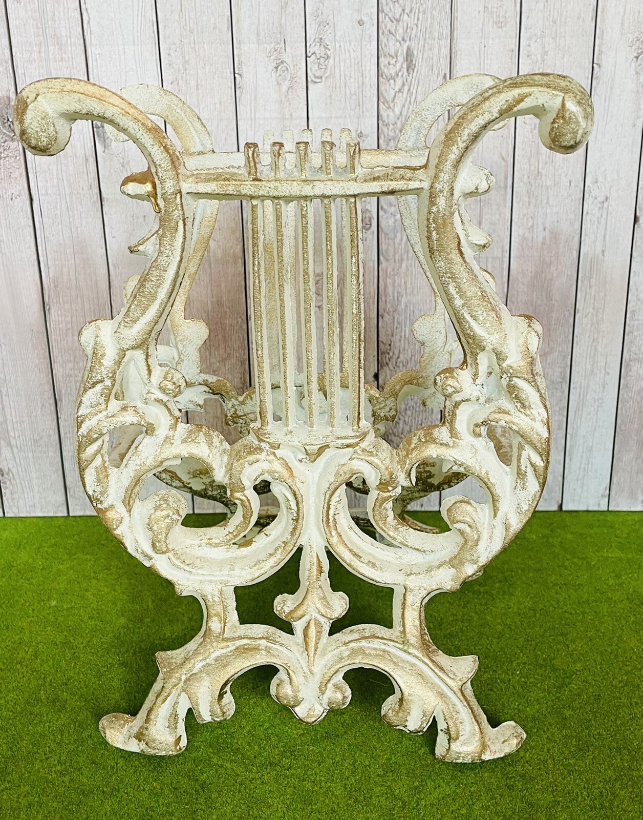 Vintage Lyre Harp Music Stand Piano Topper Music Book Holder Solid Metal