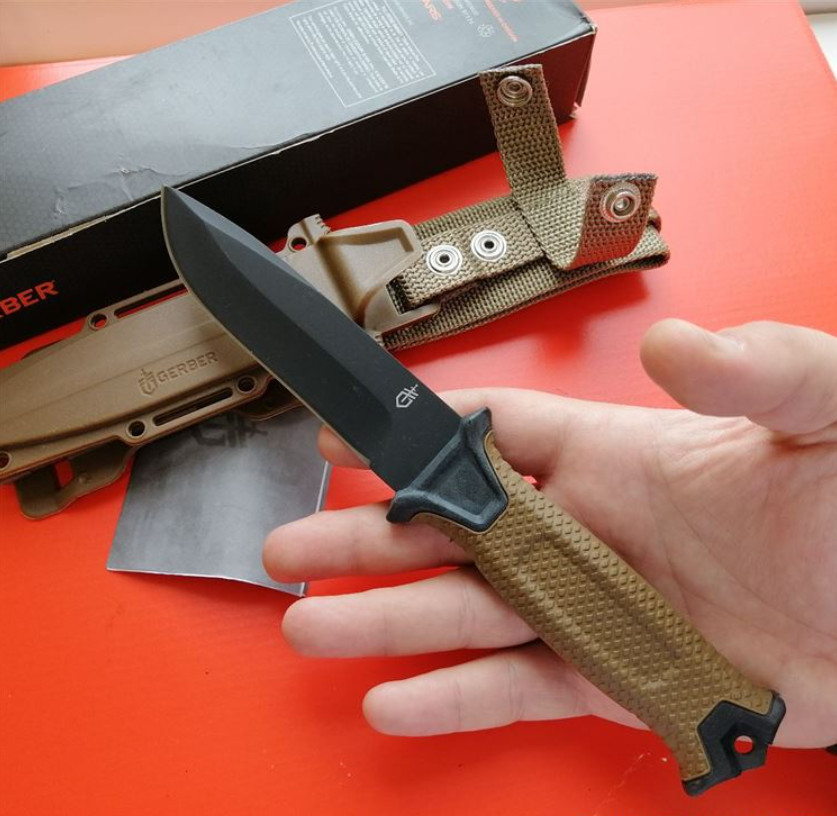 Gerber StrongArm Serrated Fixed Blade Knife, Coyote Brown, Includes Sheath