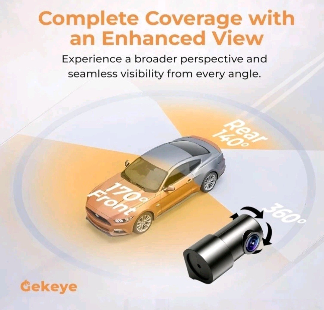 Gekeye 4K+1080P Dual Dash Cam w/ WiFi GPS Night Vision + 64GB SD | New Sealed