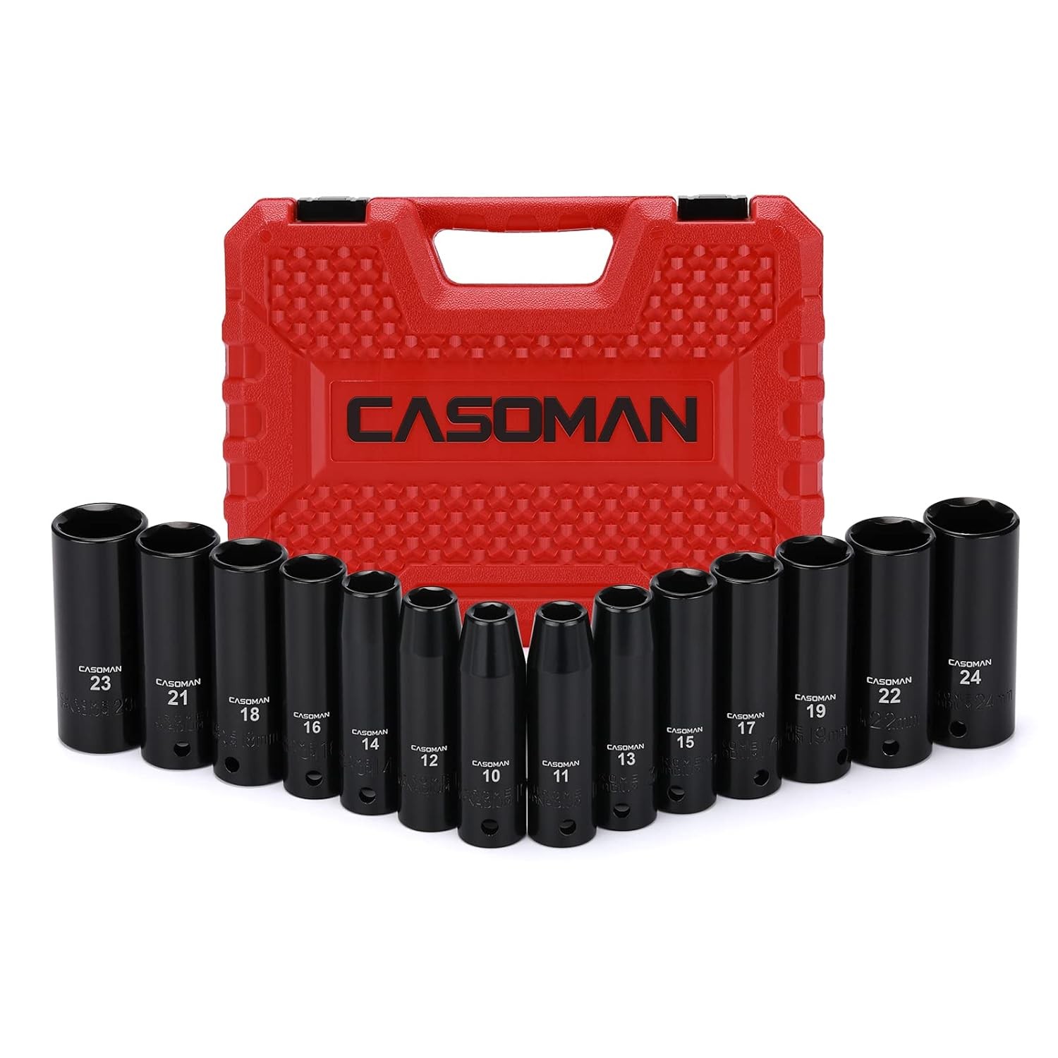 1/2-Inch Drive Cr-V 6-Point Metric Deep Impact Socket Set 10mm-24mm 1/2" Drive