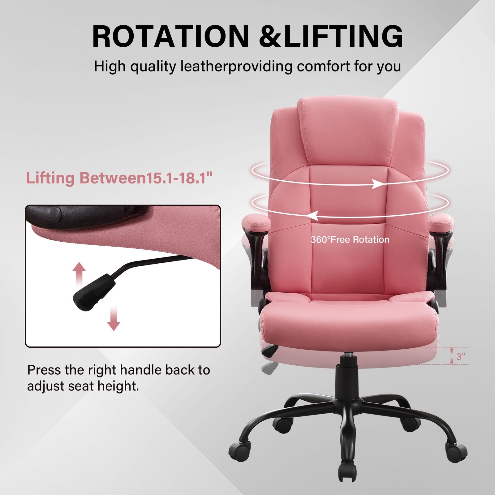 Leather Office Chair, Big and Tall Office Chair 400LBS Wide Seat Ergonomic Compu