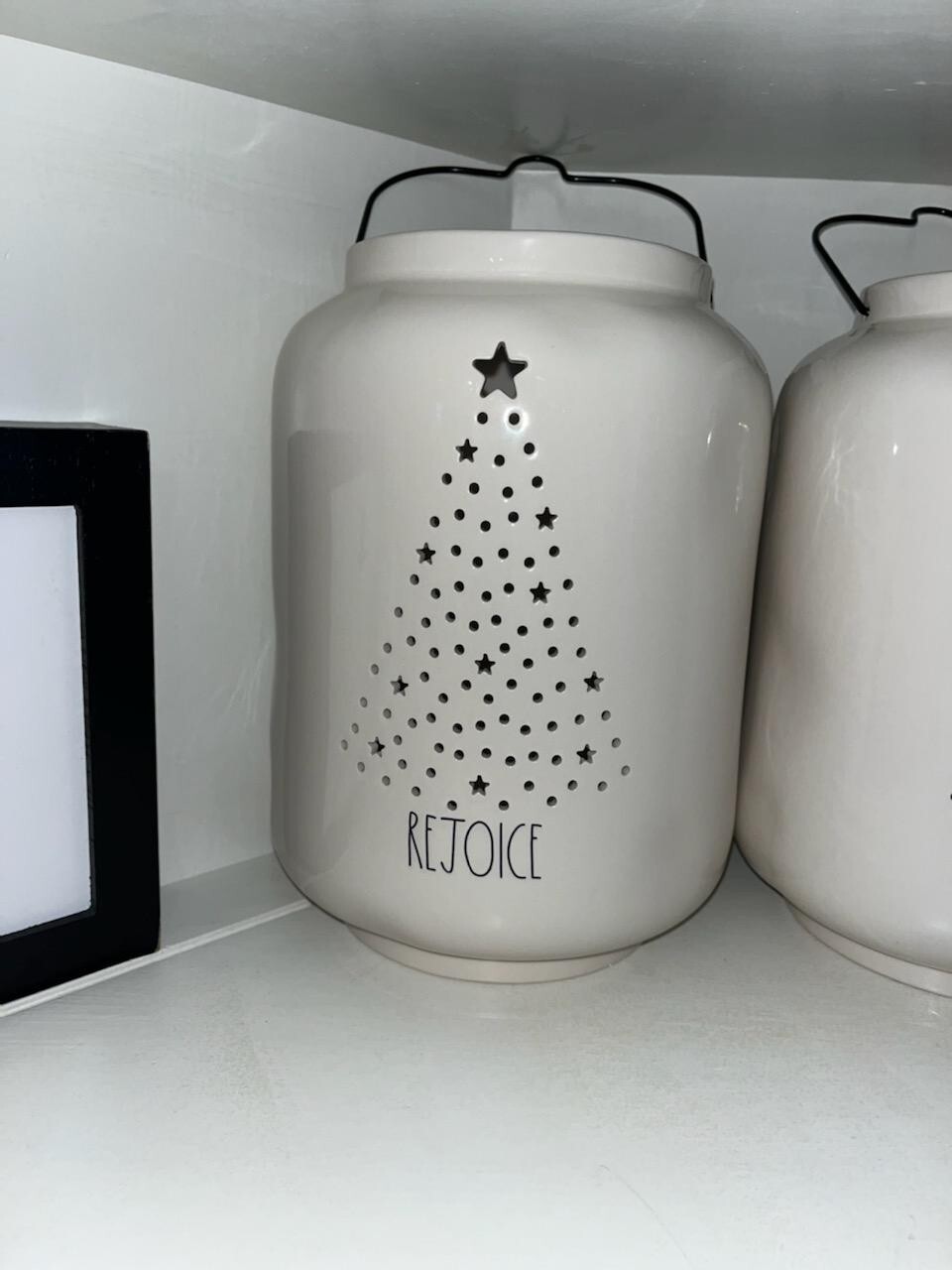 Rae Dunn Christmas Tree Rejoice Luminary Lantern Large Ivory  NEW! Holiday