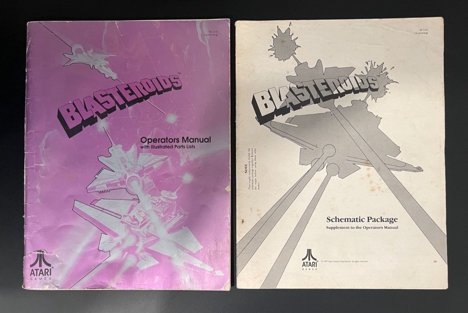 Original 1987 ATARI BLASTEROIDS arcade game OPERATORS MANUAL & schematic rare