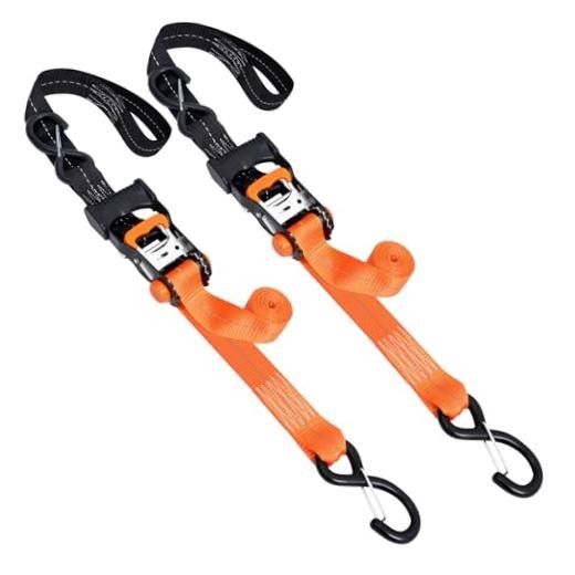 2 PK 1.5" x 6.5' Reflective Powersport Ratchet Tie Down Straps 3,300 lbs.